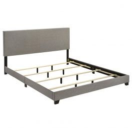 Dorian Fabric Upholstered Wood Panel Eastern King Bed Taupe