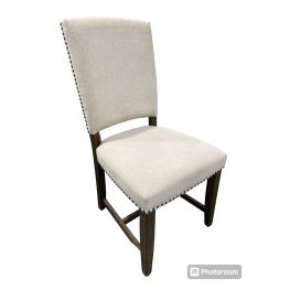 Cream Linen w/ Tacking Armless Side Chair