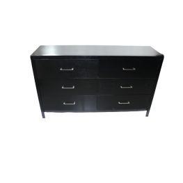 Six-Drawer Black Wood Dresser