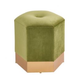 Bella Velvet Olive Hexagon Ottoman