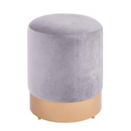 Coco Velvet Gray Round Ottoman