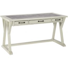 Jonileene White/Gray Home Office Large Leg Desk / Antic