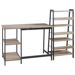 Soho Light Brown/Gunmetal Home Office Desk And Shelf