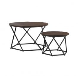 Houston Dark Brown/Matte Black Nesting Table
