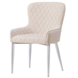 Miles Velvet Beige Dining Chair Chrome Legs