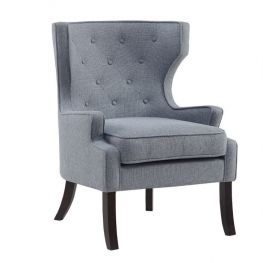 Lark Blue Tufted Wing Chair