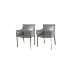 Anthracite Gavon Recycled Leather Dining Chairs-Set of 2