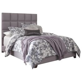 Dolante Square Tufted Gray King Upholstered Bed