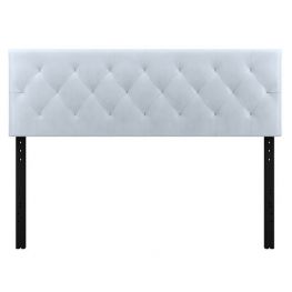 Weekender Bailey Diamond Tufted Mid-Rise Faux Leather Headboard, Queen, White