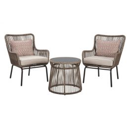 Cotton Road Brown Chairs W/Cush/Table Set Of 3