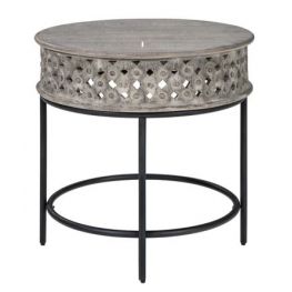 Rastella Gray/Black Round End Table